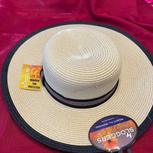 New - Sloggers Women's Braided Sun Hat - Cream & Black